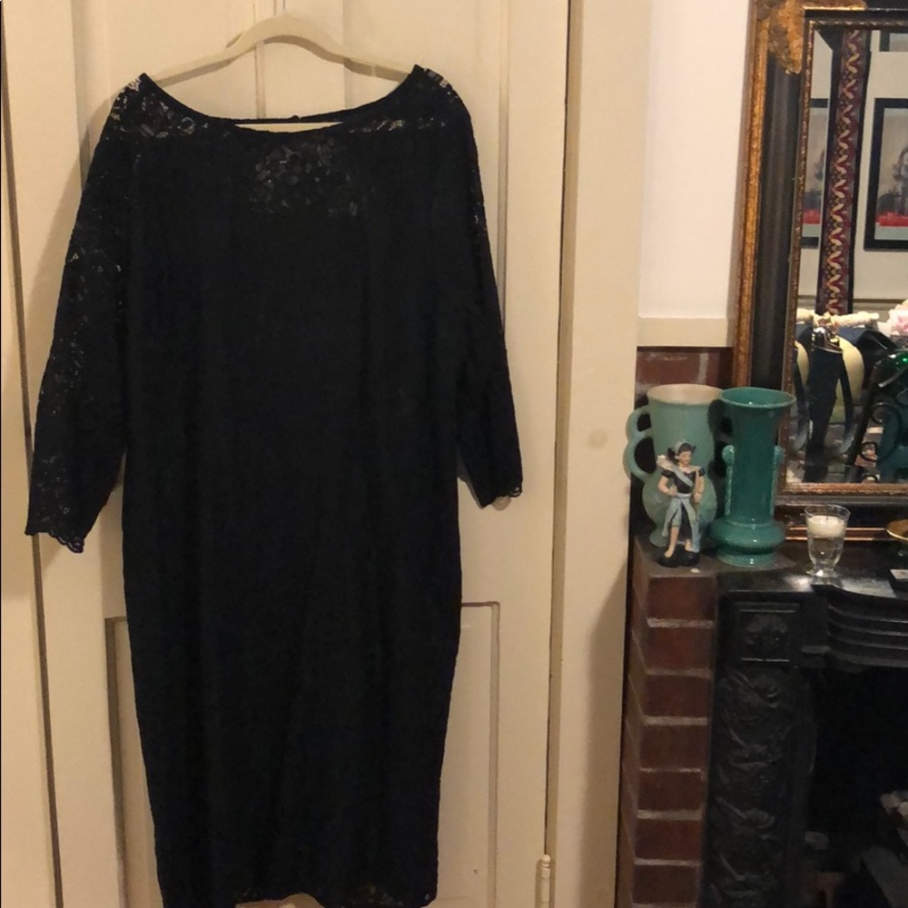 LOFT Plus 22W Black Lace Sexy Illusion Dress NWT